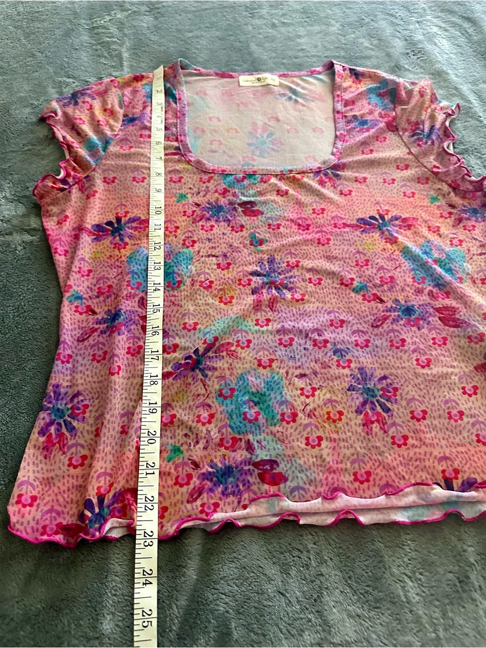 Natural Life Devon Mesh Floral Short Sleeve Top Size XL - Picture 7 of 7